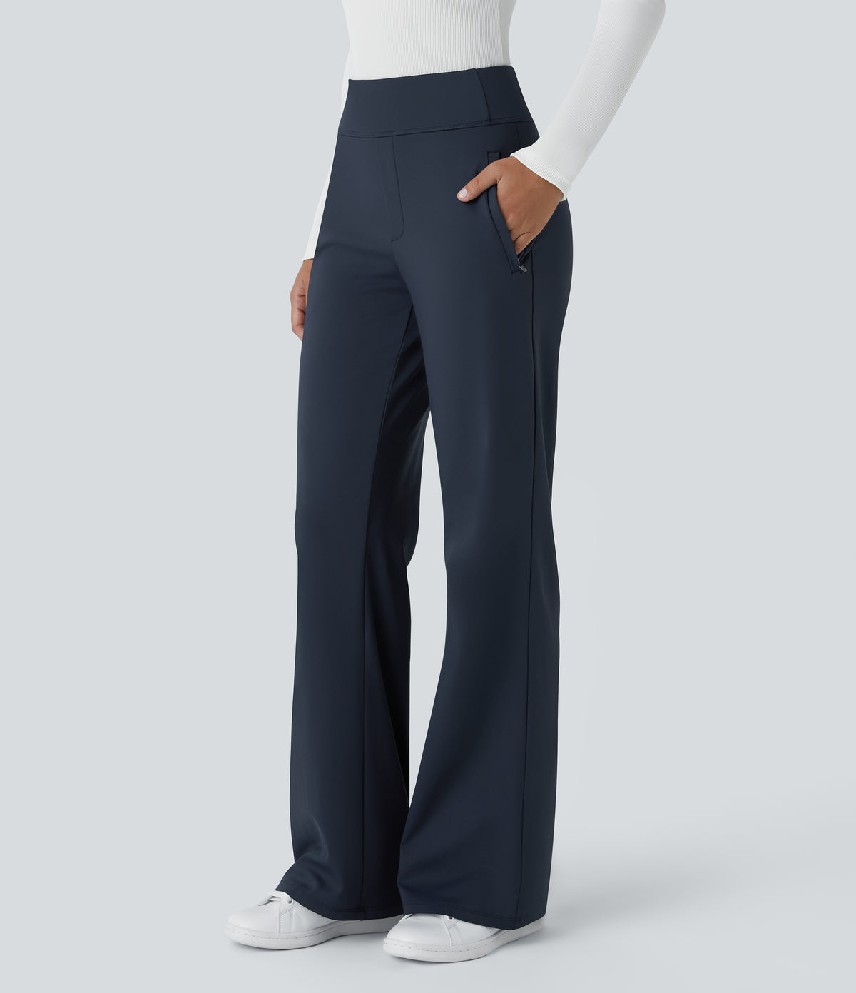 Halara Flex™ DayStretch Mid Rise Side Zipper Pocket Work Flare Pants