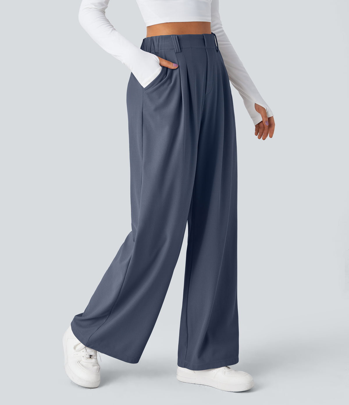 Halara Flex™ High Waisted Pocket Wide Leg Waffle Work Pants