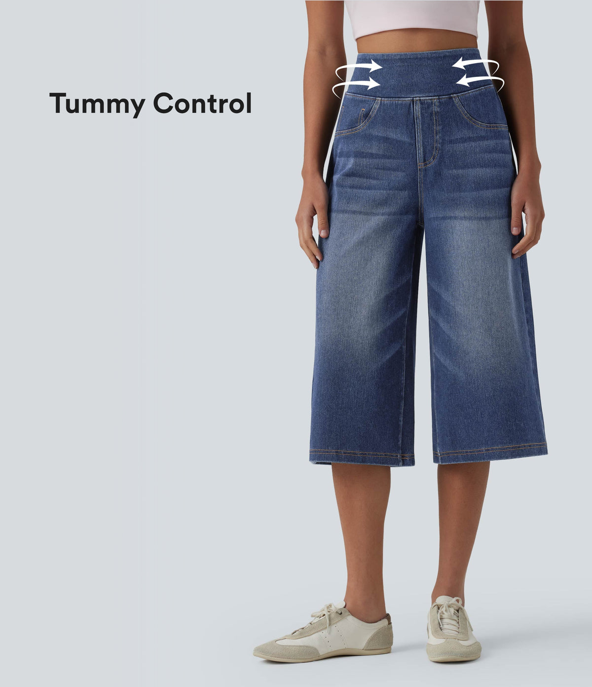 Halara Flex™ High Waisted Tummy Control Casual Capri Baggy Jeans with Pockets