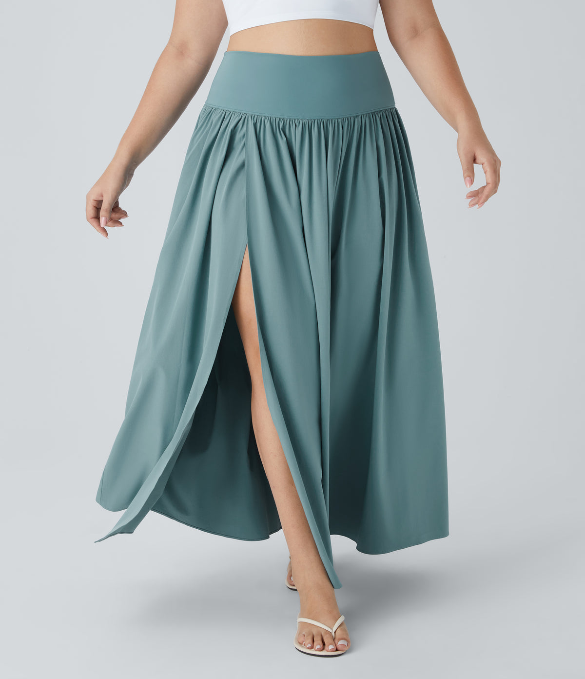 Breezeful™ High Waisted 2-in-1 Flowy Quick Dry Maxi Casual Plus Size Skirt