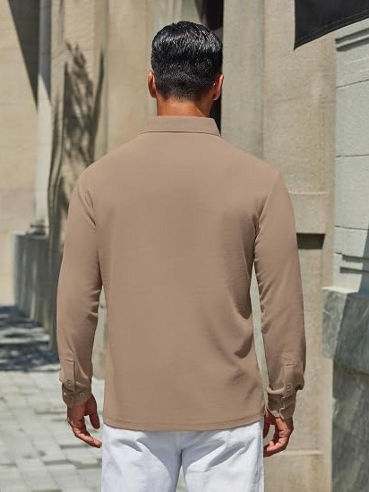 Refined Cotton Pique Long Sleeve Polo Shirt (US Only)