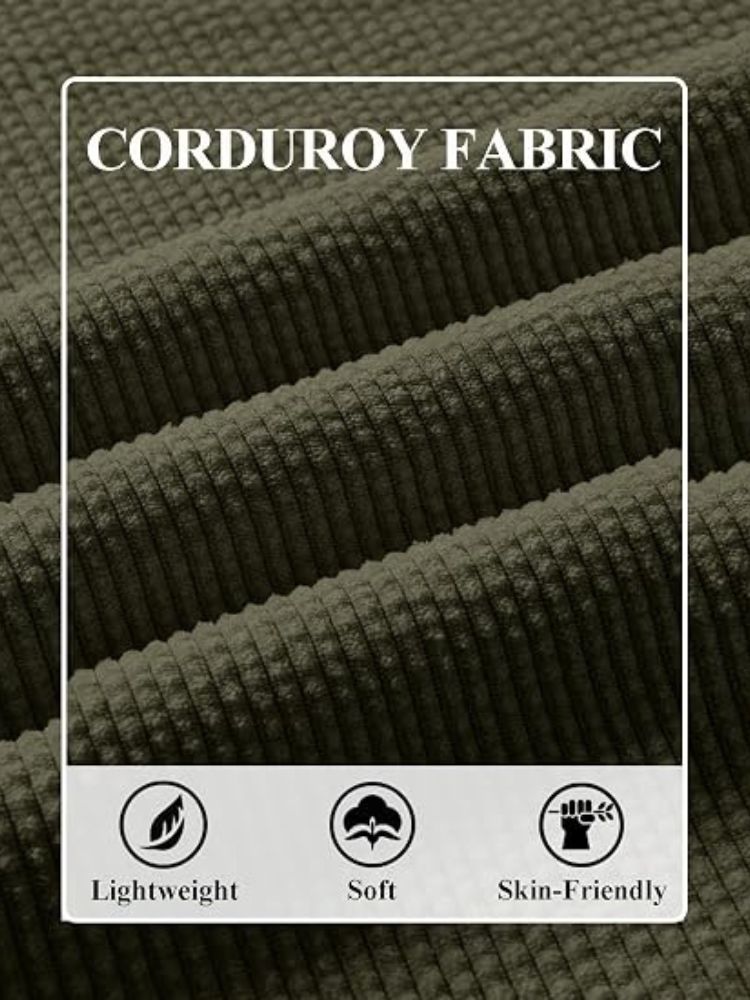 Vintage-Style Corduroy Long Sleeve Polo Shirt (US Only)