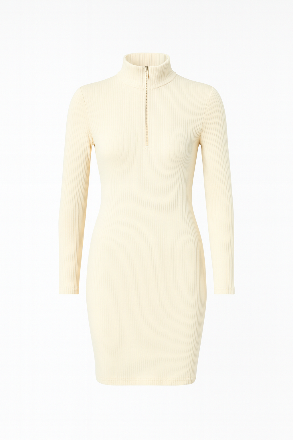 The Ribbed Zip Dress - Cream