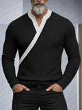 Slim Fit Contrast Color Neck Knit Top