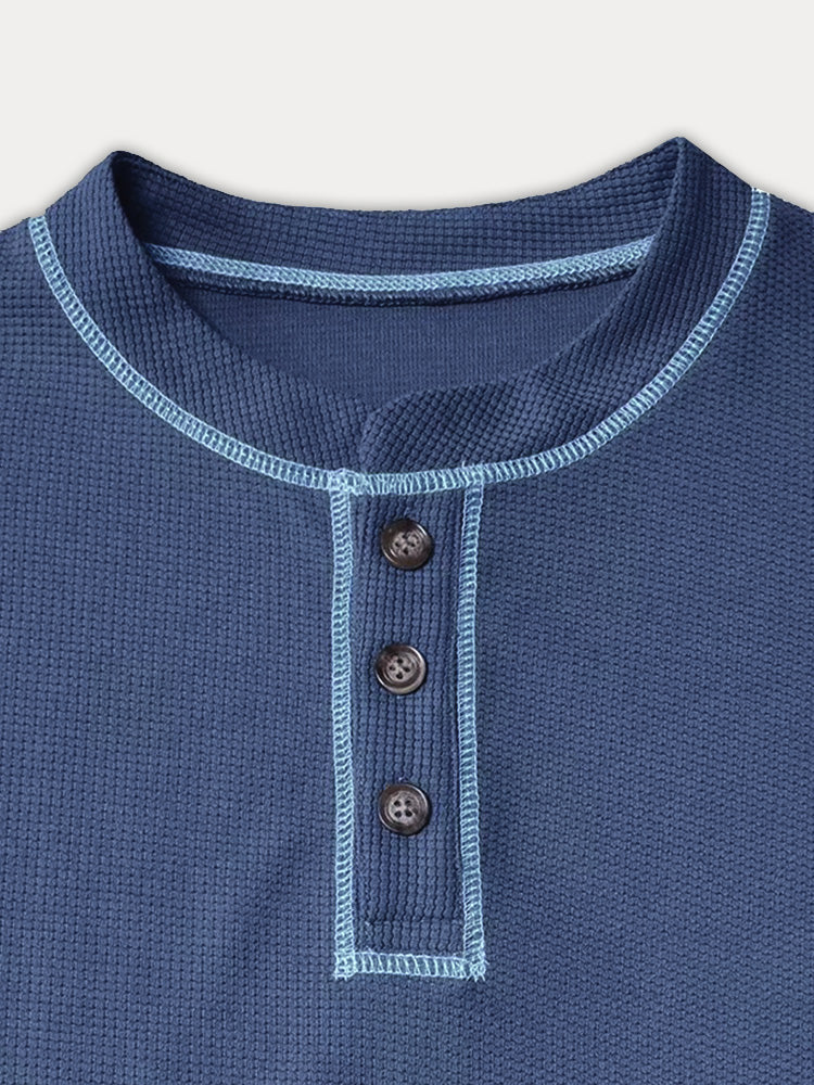 Comfy Versatile Waffle Henley Shirt
