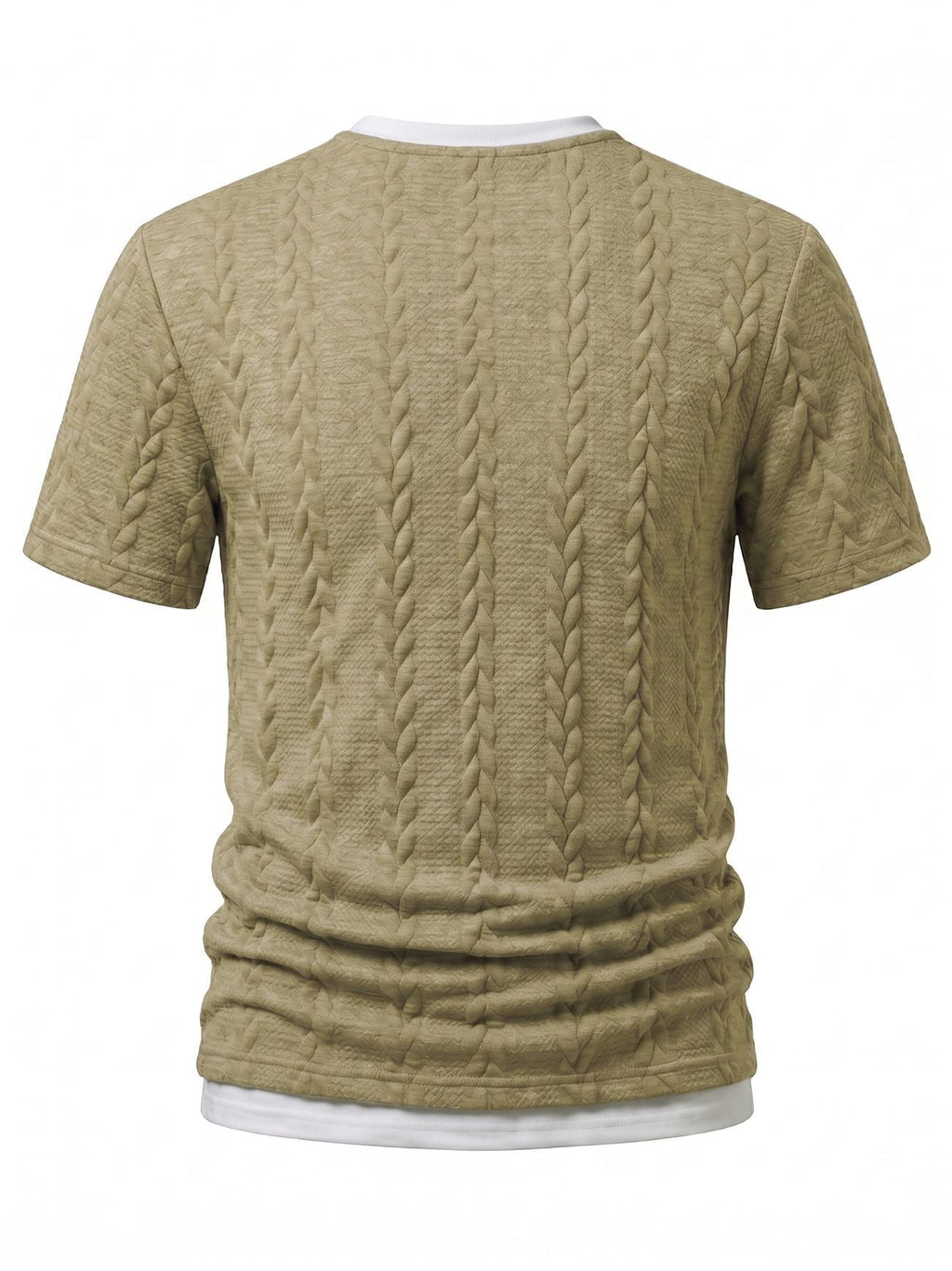Cable Knit Faux Two-Piece Short Sleeve T-Shirt
