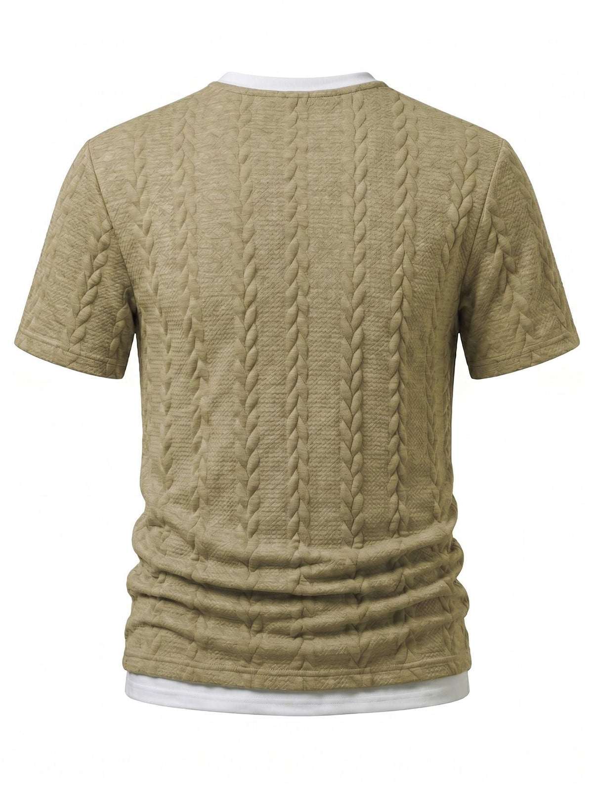 Cable Knit Faux Two-Piece Short Sleeve T-Shirt