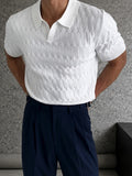 Knit Polo Shirt Short Sleeve Textured Cable