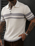 Openwork Mesh Button Collared Casual Polo Shirt