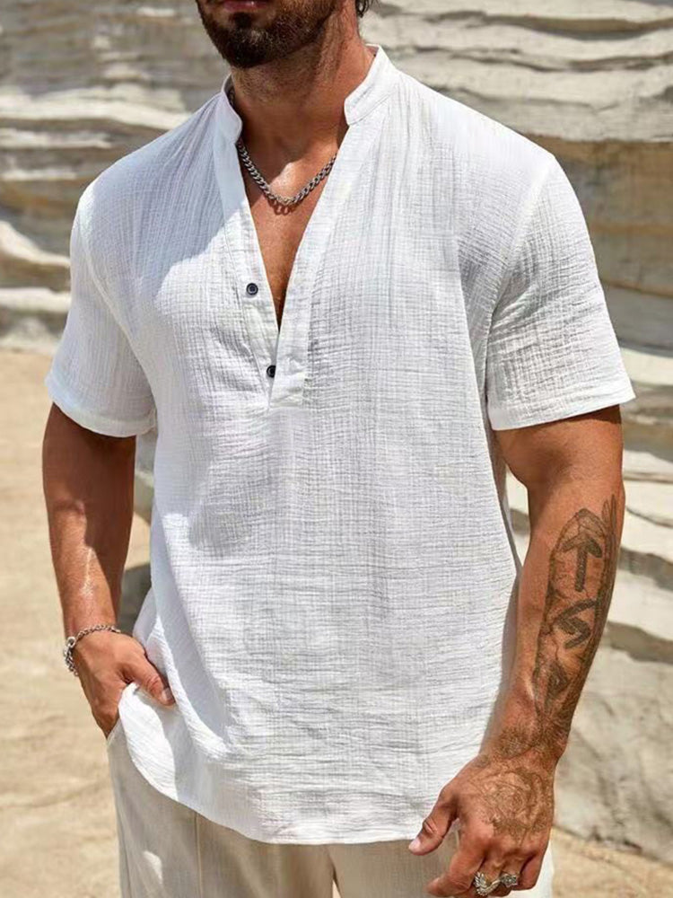 Washed Crinkle Textured Casual Beach Tee