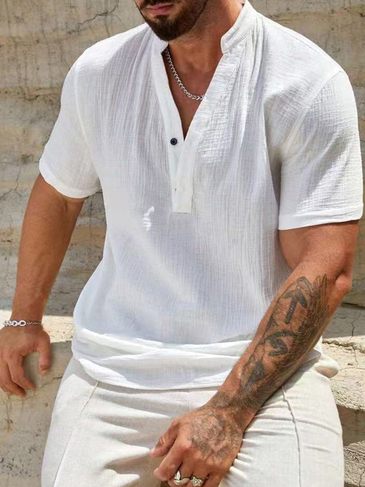 Washed Crinkle Textured Casual Beach Tee