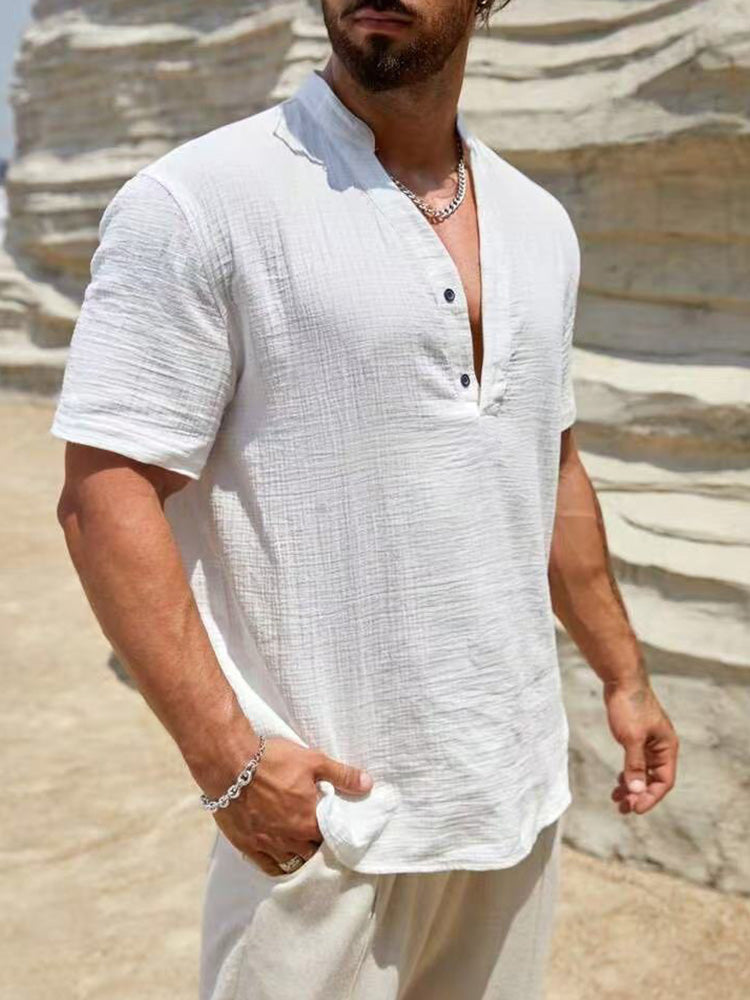 Washed Crinkle Textured Casual Beach Tee