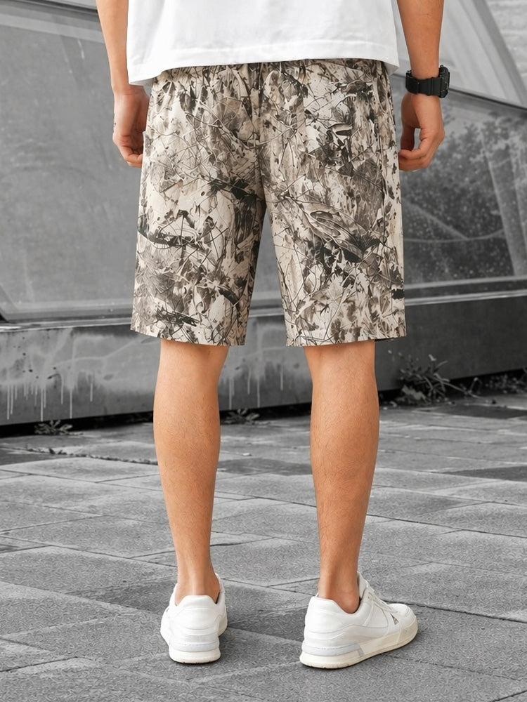 Men's Abstract Ink Print Shorts