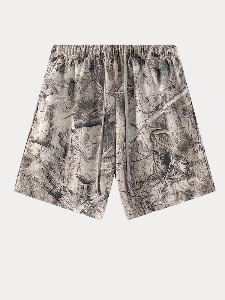 Men's Abstract Ink Print Shorts