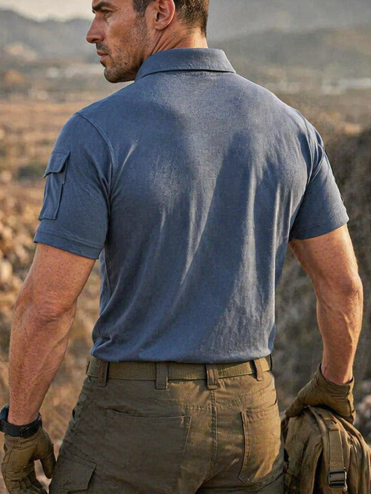 Standard Collar Stretch Woven Casual Outdoor Polo Shirt