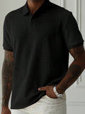 Men's Herringbone Short Sleeve Knit Polo Shirt