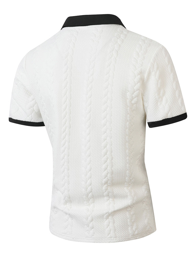 Buttonless V-Neck Cable Textured Casual Business Tee