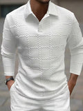 Textured Jacquard Long Sleeve Polo Shirt