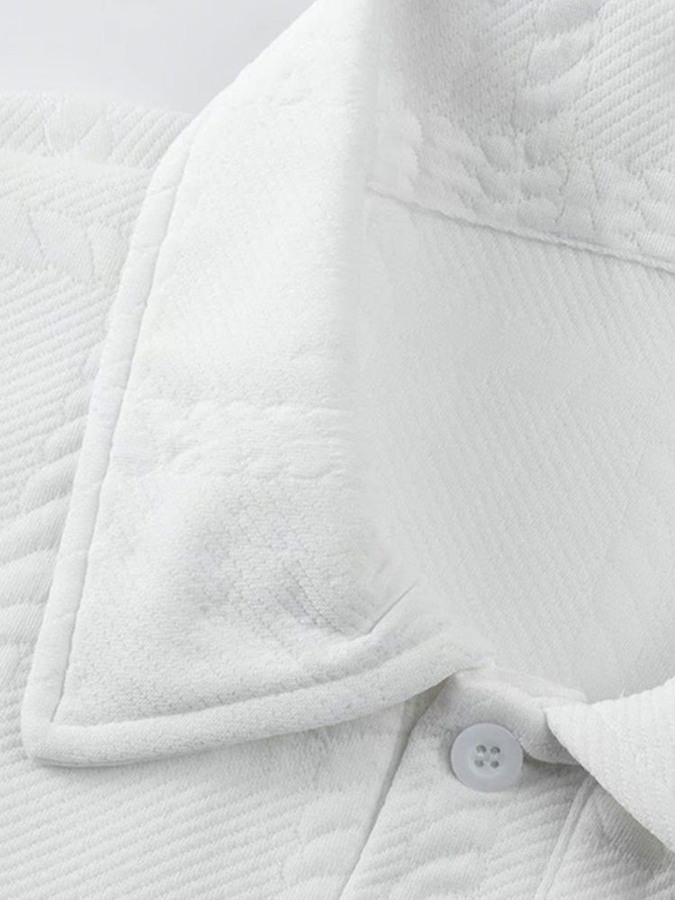 Textured Jacquard Long Sleeve Polo Shirt