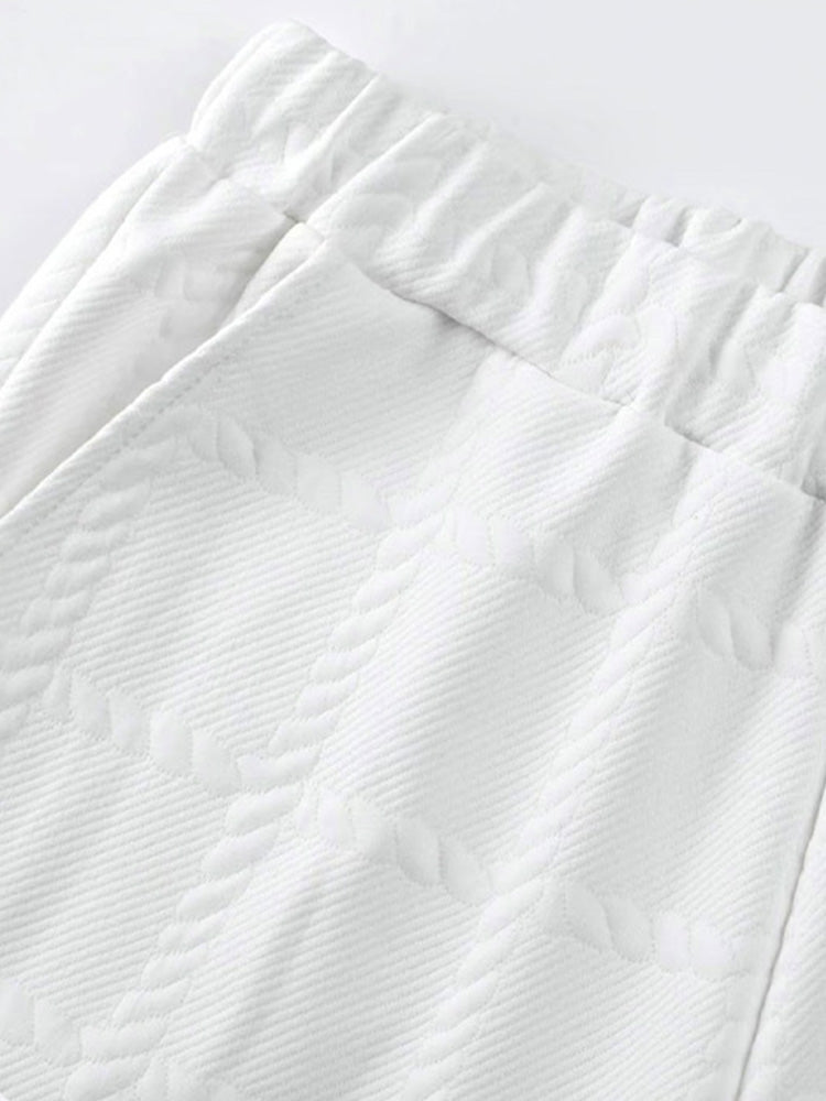 Textured Jacquard Long Sleeve Polo Shirt