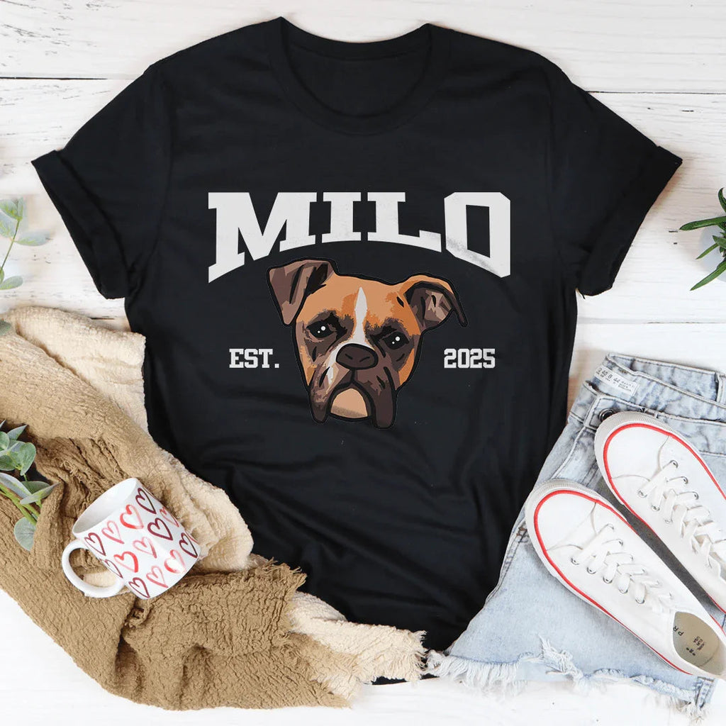 Personalized Dog Face Pet Lover Gift for Dog Moms Tee